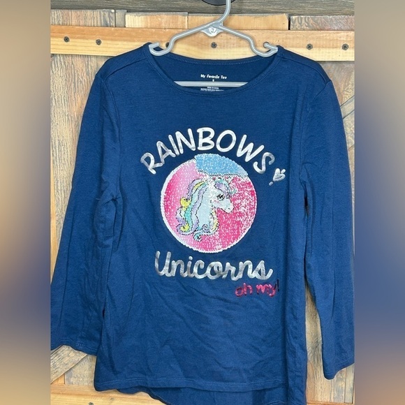 my favorite tee Other - B005. Girls blue/ pink long sleeve tee with unicorn. Size 8